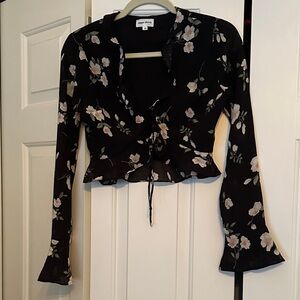 Superdown Black Floral Blouse